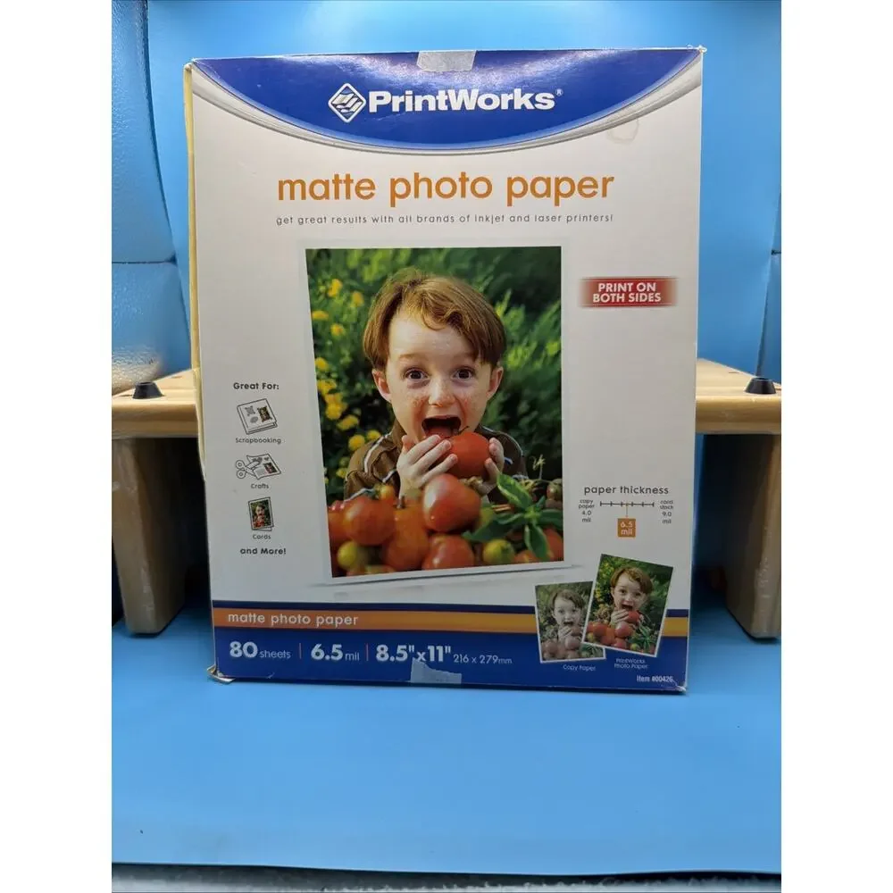 Printworks Matte Photo Paper for Inkjet Printers, Printable on Both Sides, 74ct